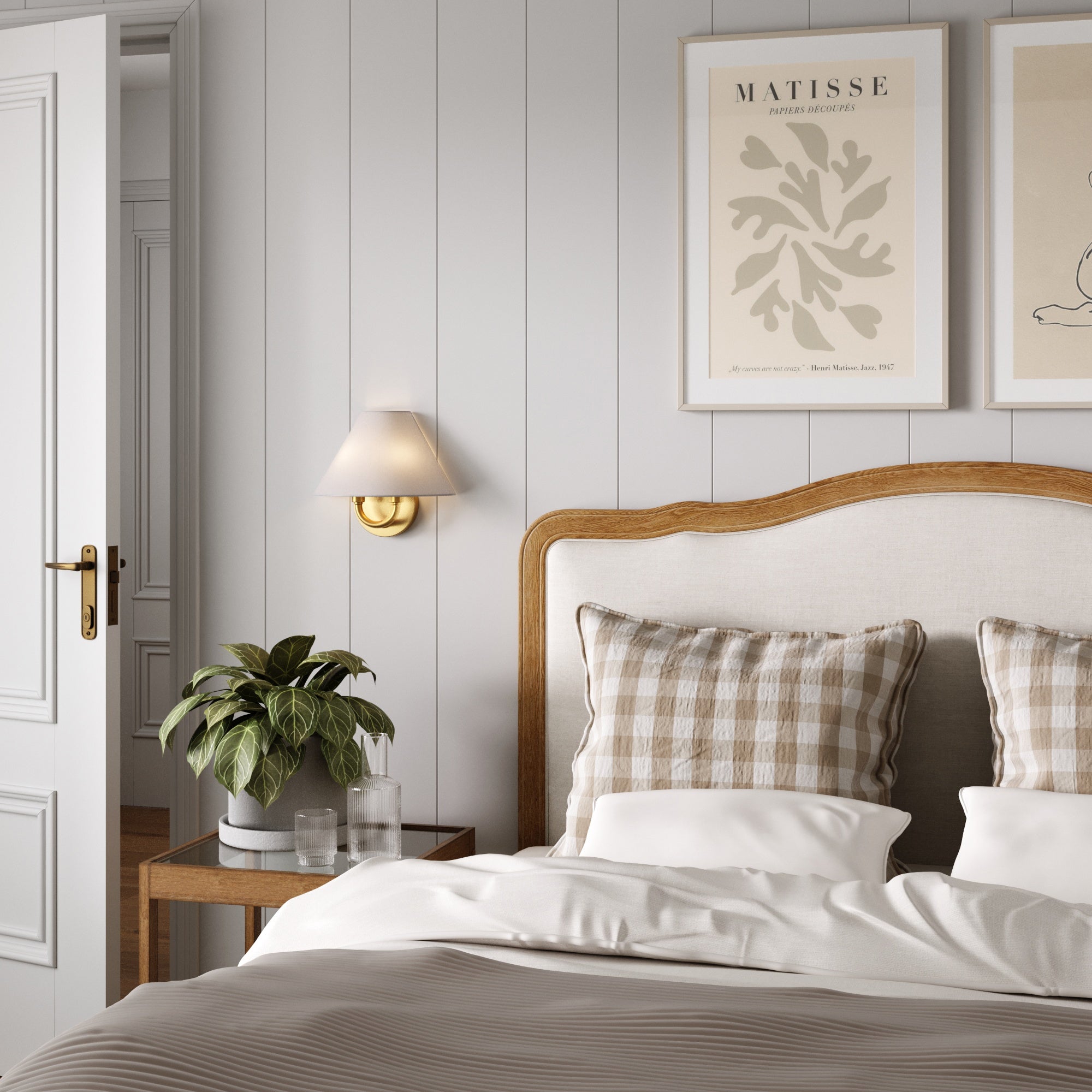 Modern Farmhouse Wall Light with Linen Shade